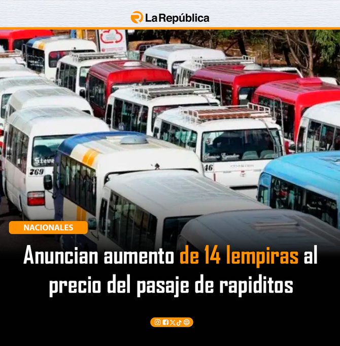 Anuncian aumento de 14 lempiras al  precio del pasaje de rapiditos  - Cover Image